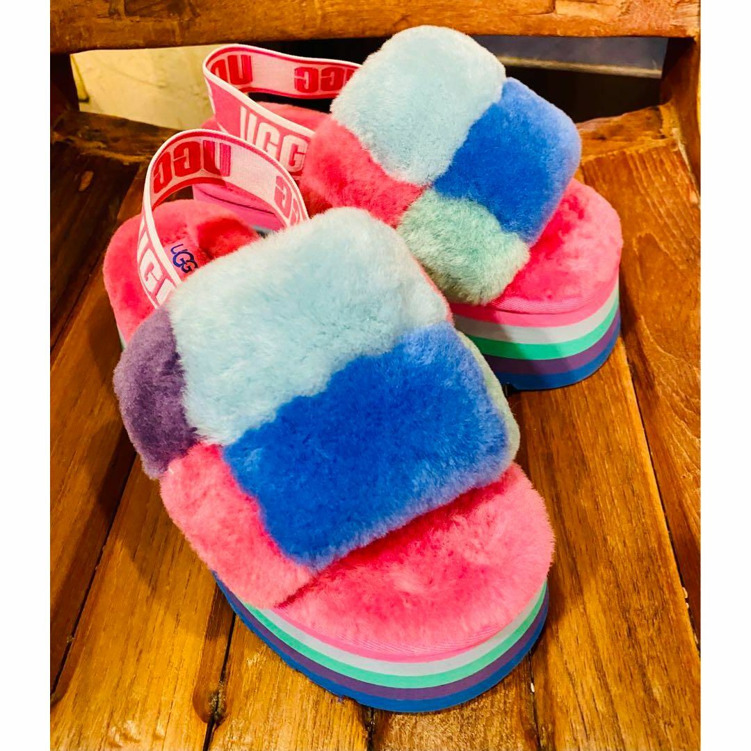 ✨激レア✨⑤超美品✨24～24.5✨UGG✨ディスコ チェッカー スライド✨厚底