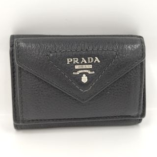 プラダ(PRADA)のPRADA 三つ折り財布 コンパクト ウォレット サフィアーノ レザー ブラック(財布)