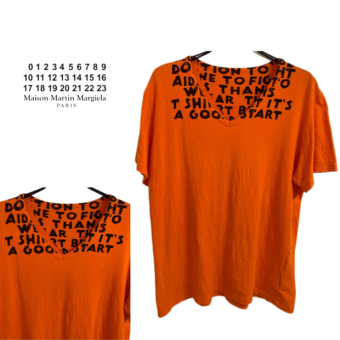 MARTIN MARGIELA 2007SS エイズTシャツ オレンジ×黒 L