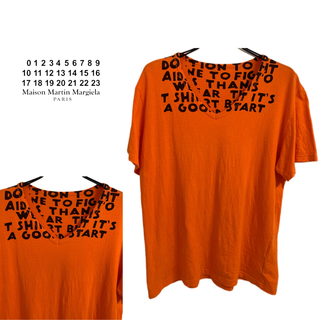マルタンマルジェラ(Maison Martin Margiela)のMARTIN MARGIELA 2007SS エイズTシャツ オレンジ×黒 L(Tシャツ/カットソー(半袖/袖なし))