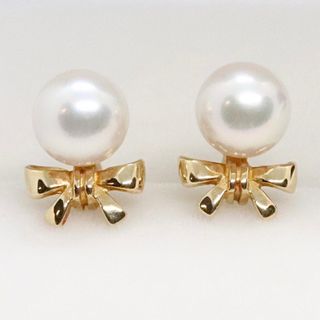 ミキモト(MIKIMOTO)のミキモト リボン ピアス k18 あこやパール(ピアス)