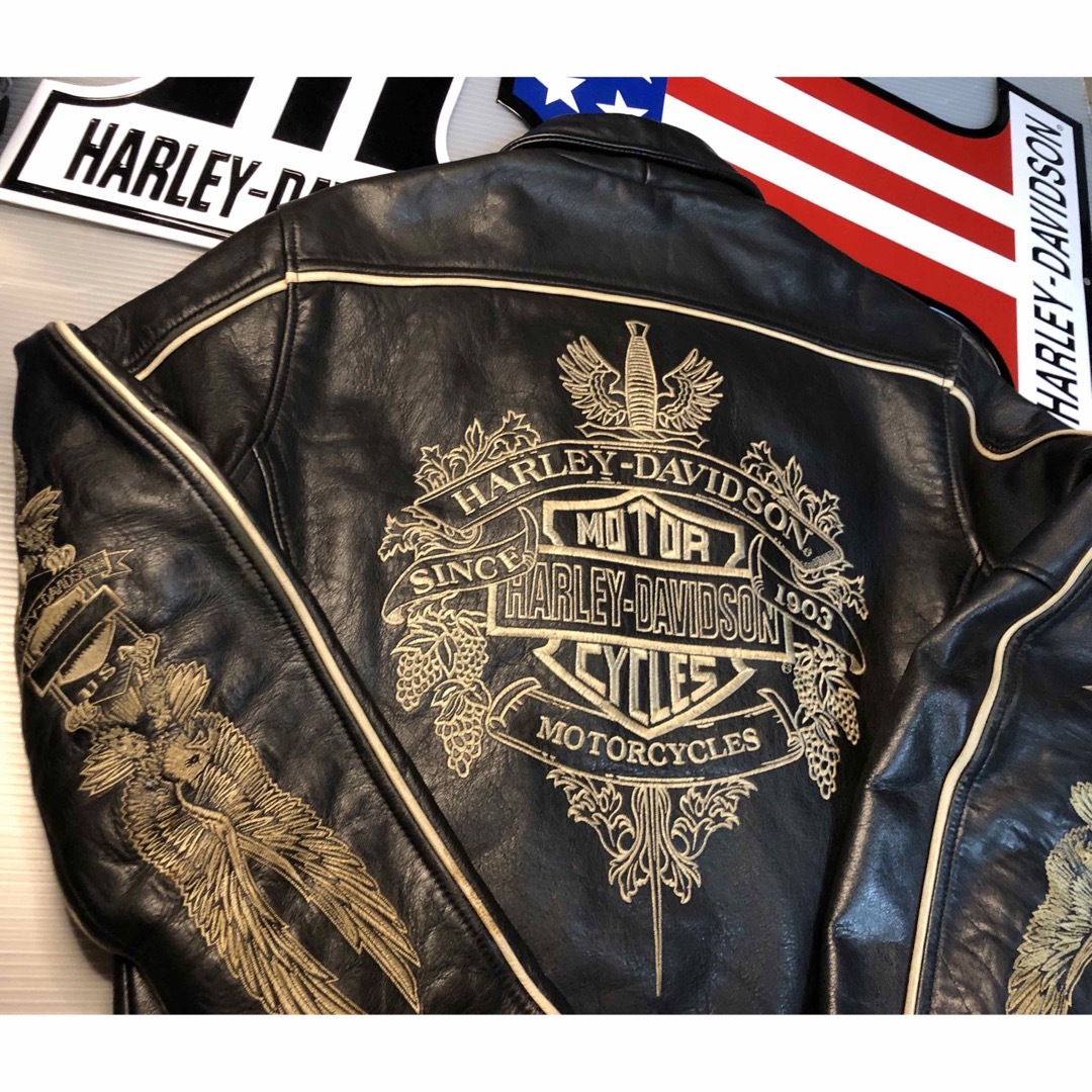Harley Davidson - 【稀少!金糸刺繍!限定品!】山羊&牛革ハーレー Harley Davidson - 【稀少!金糸刺繍!限定品!】山羊&牛革ハーレー