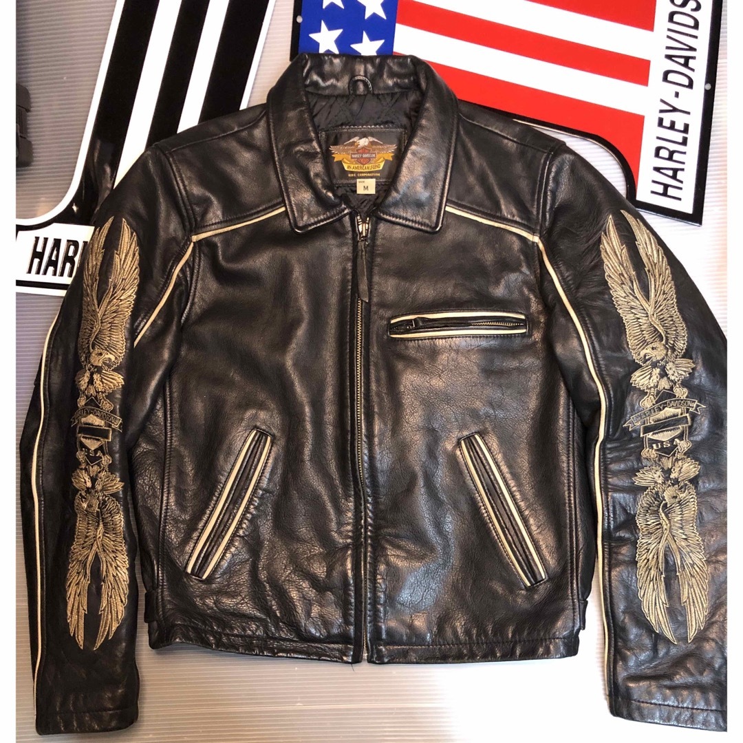 Harley Davidson - 【稀少!金糸刺繍!限定品!】山羊&牛革ハーレー Harley Davidson - 【稀少!金糸刺繍!限定品!】山羊&牛革ハーレー