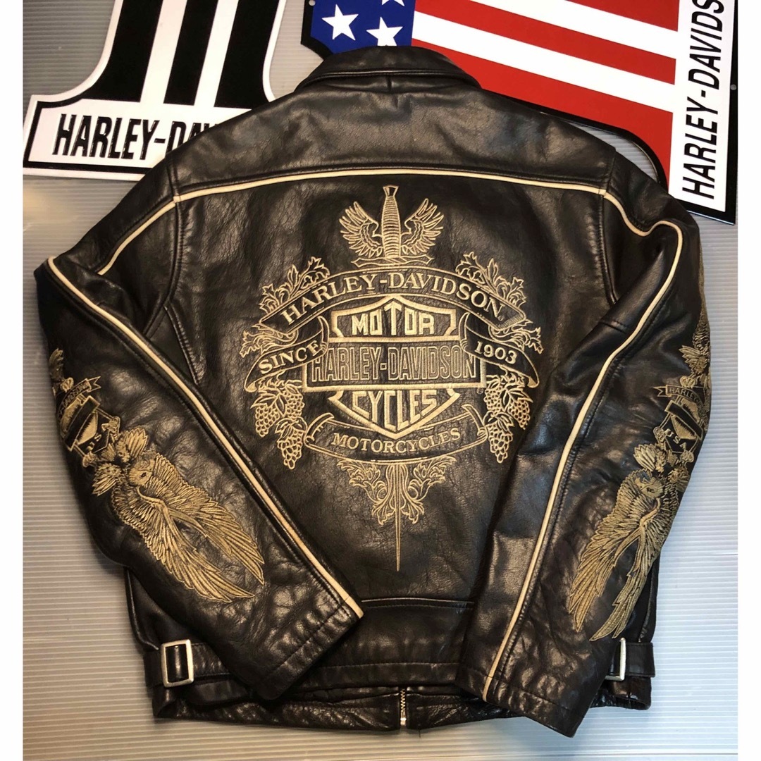 Harley Davidson - 【稀少！金糸刺繍！限定品！】山羊&牛革ハーレー 