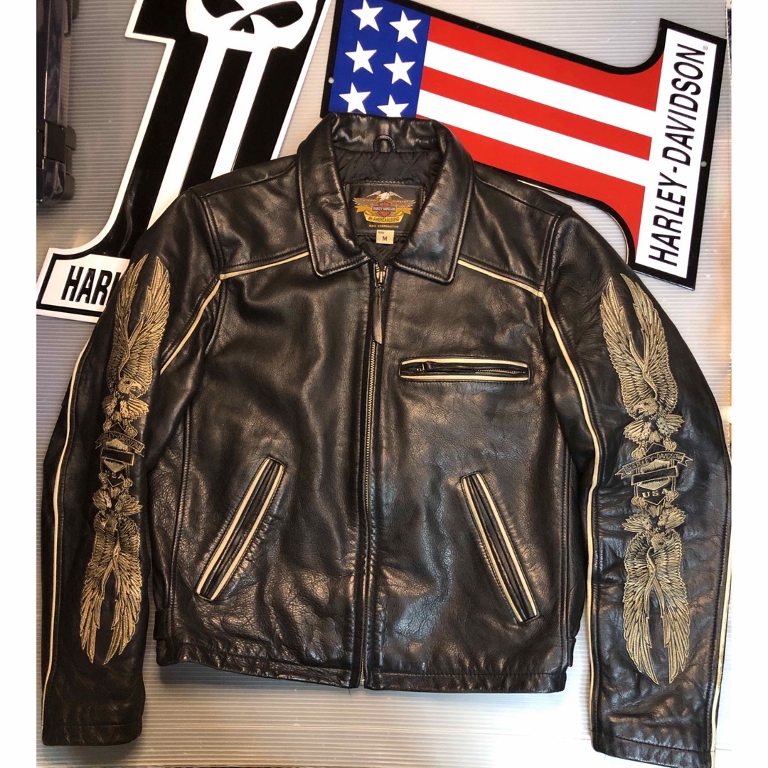 Harley Davidson - 【稀少!金糸刺繍!限定品!】山羊&牛革ハーレー Harley Davidson - 【稀少!金糸刺繍!限定品!】山羊&牛革ハーレー