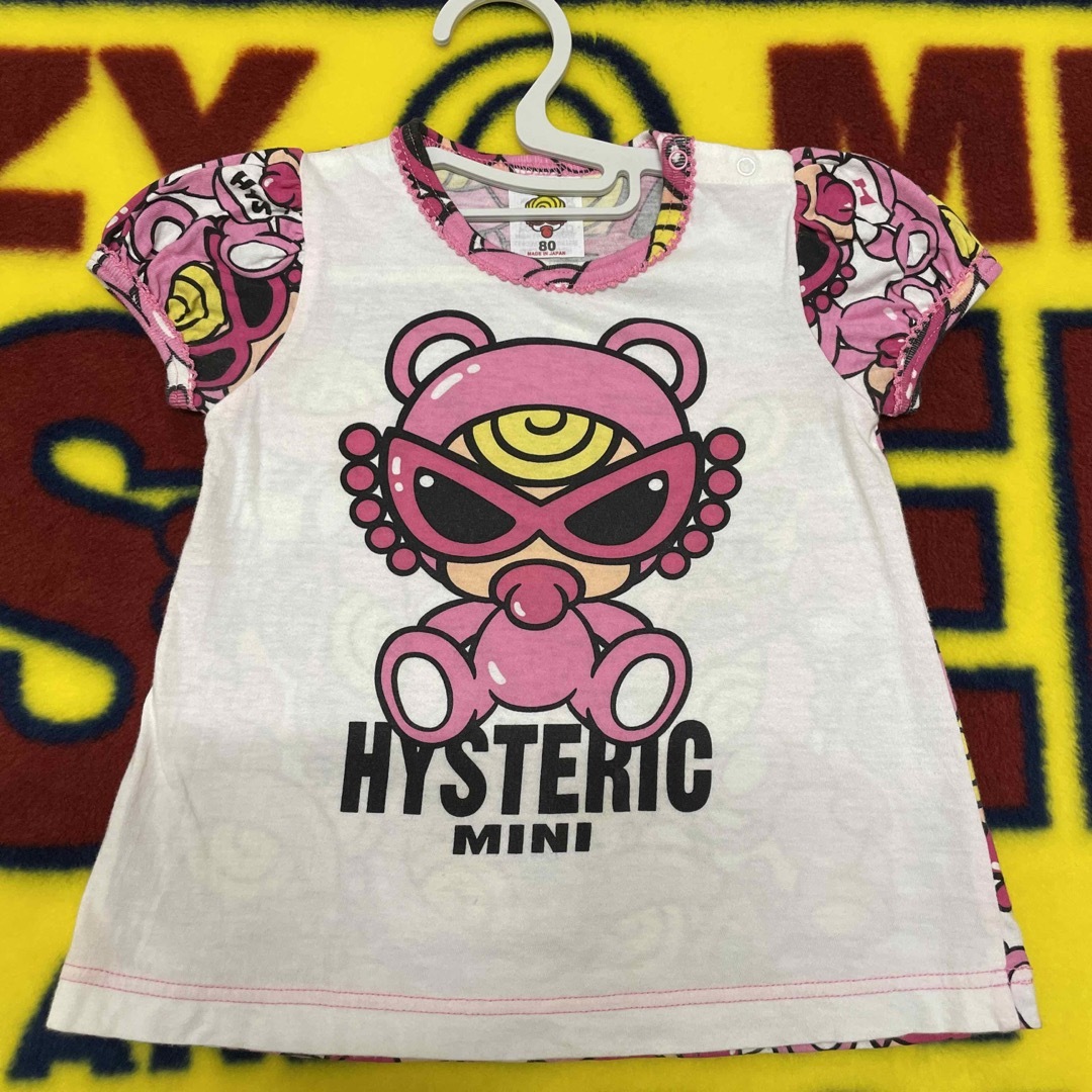 HYSTERIC MINI(ヒステリックミニ)の値下げ🩷ピンク テディ tee(80)➰🎀🤍 キッズ/ベビー/マタニティのキッズ服女の子用(90cm~)(Tシャツ/カットソー)の商品写真