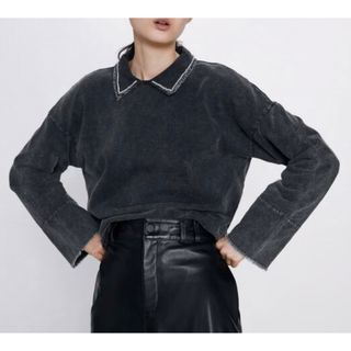 ザラ(ZARA)のZARA ビジュー トップス(カットソー(長袖/七分))