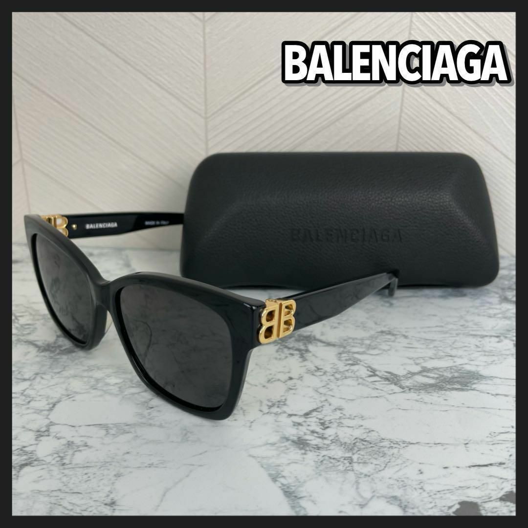 BALENCIAGA サングラス BB メンズ レディース ウェリントン 黒