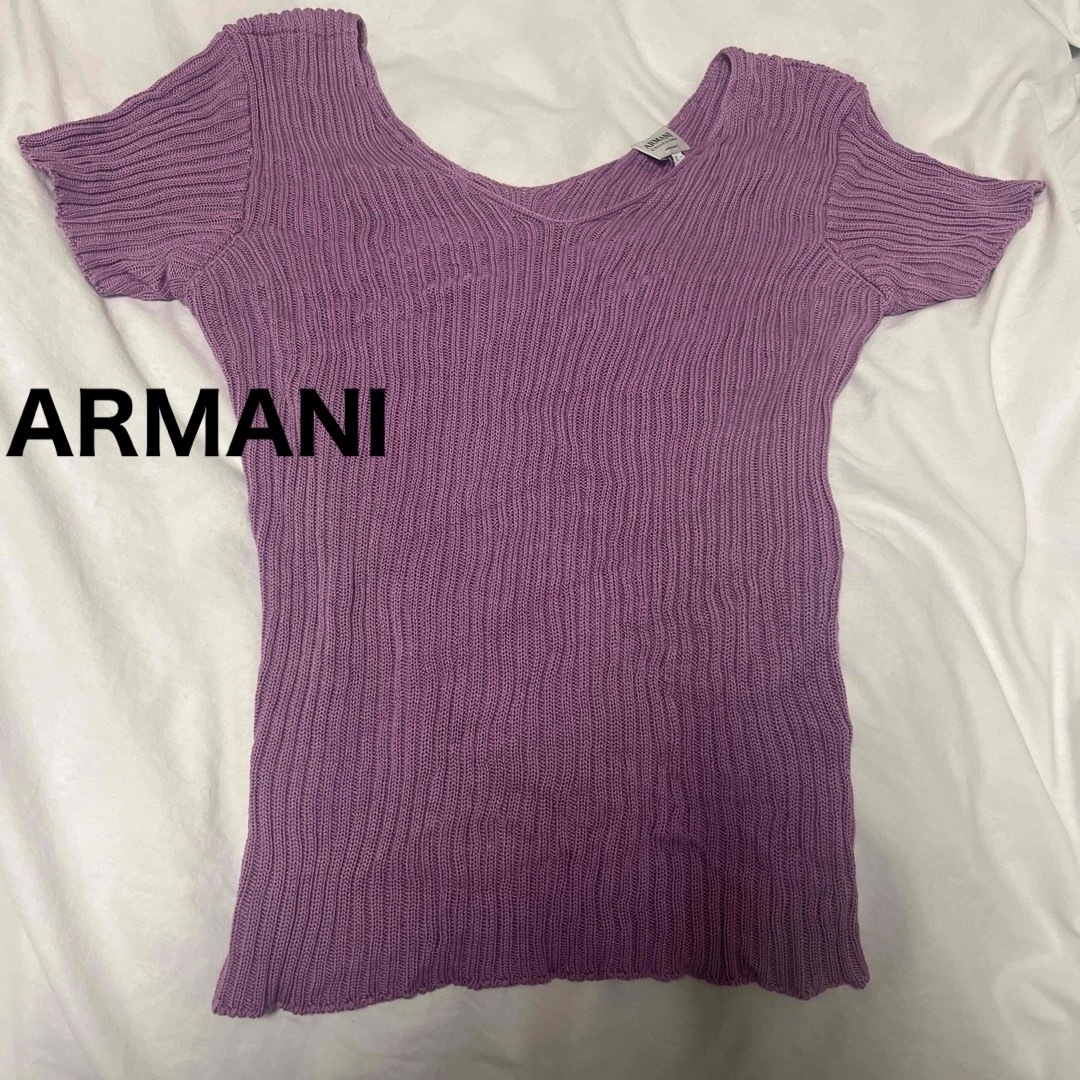 ARMANI COLLEZIONI(アルマーニ コレツィオーニ)のARMANI  アルマーニ　ニットトップス　半袖　42 レディースのトップス(ニット/セーター)の商品写真