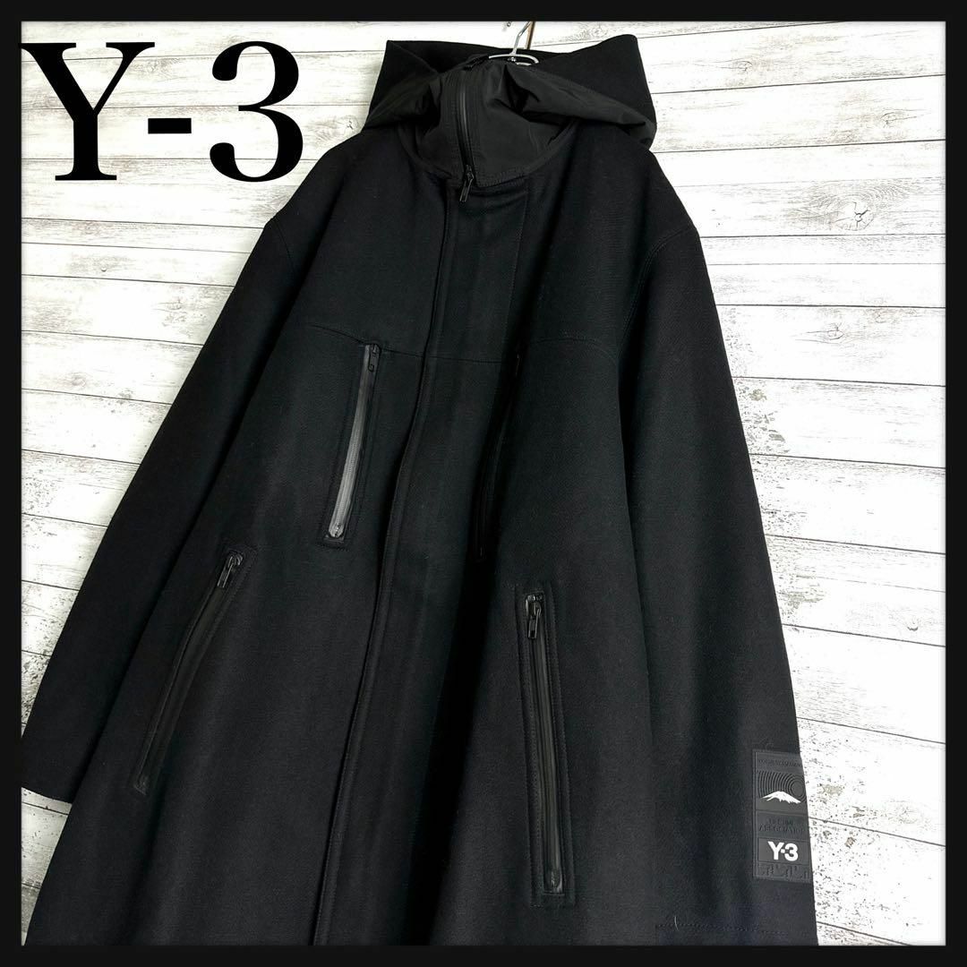 8177【希少デザイン】Y-3☆ワンポイントロゴ ロングコート 入手困難 美 ...