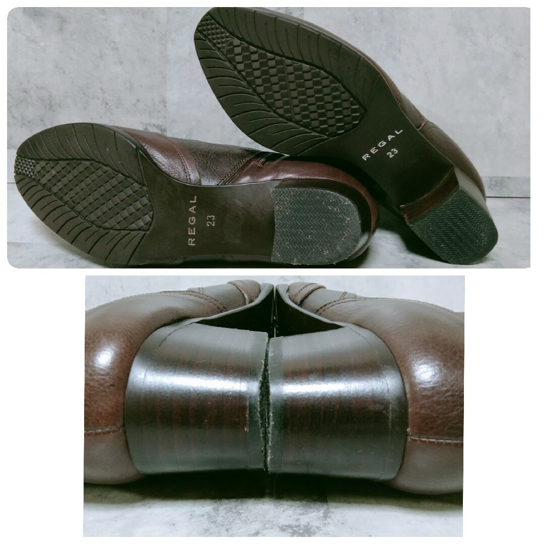 REGAL(リーガル)のREGAL リーガル ショートブーツ 23.0 レザー サイドジップ ブラウン レディースの靴/シューズ(ブーツ)の商品写真