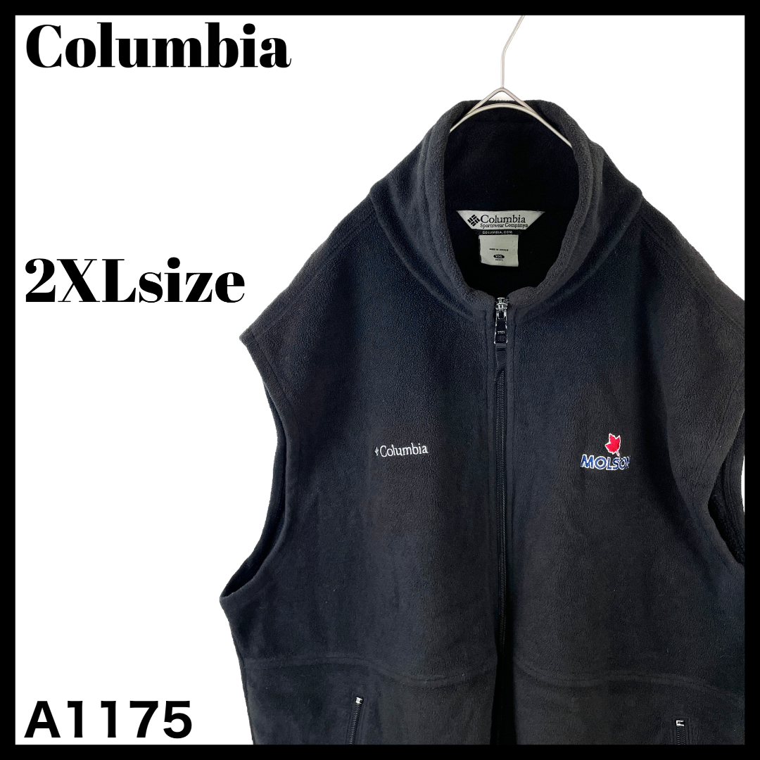 USA コロンビア 企業系 フリースベスト 刺繍入り 黒 2XL 人気サイズ表記2XL