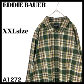 エディーバウアー(Eddie Bauer)の大きいサイズ エディーバウアー メンズ 長袖チェックシャツ 緑 US/XXL(シャツ)