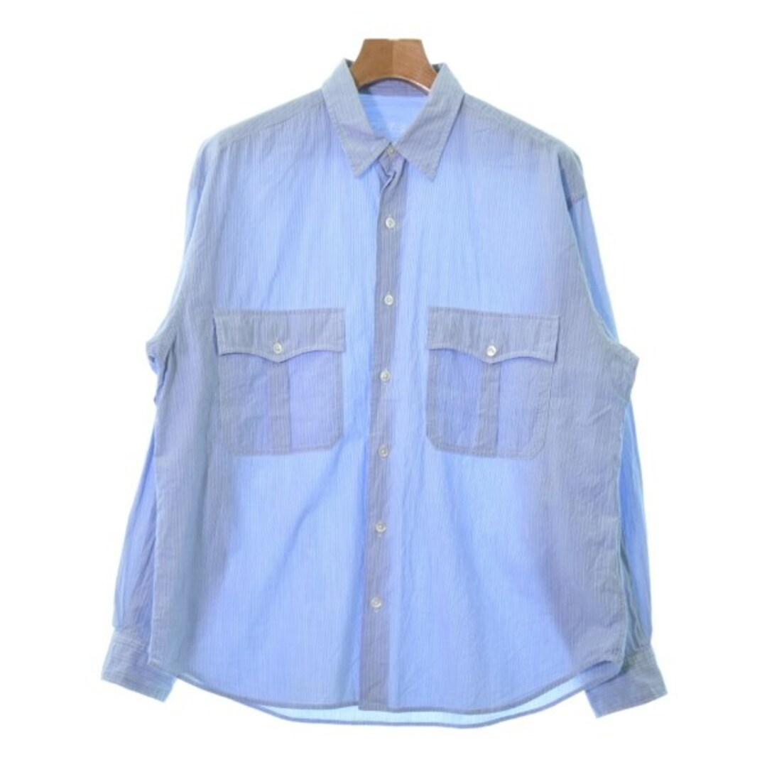 PORTER CLASSIC - PORTER CLASSIC カジュアルシャツ M 青x白