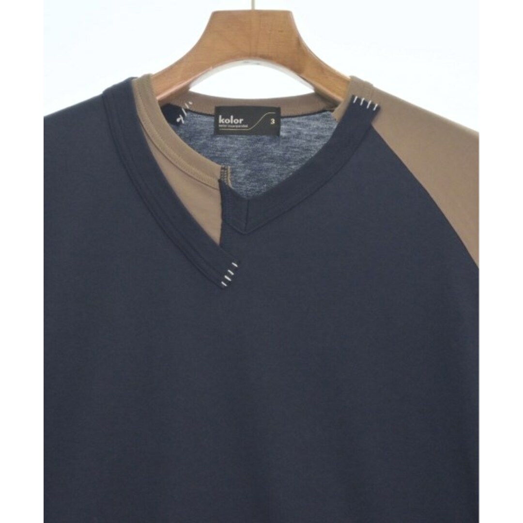 kolor(カラー)のkolor カラー Tシャツ・カットソー 3(L位) 紺x茶 【古着】【中古】 メンズのトップス(Tシャツ/カットソー(半袖/袖なし))の商品写真