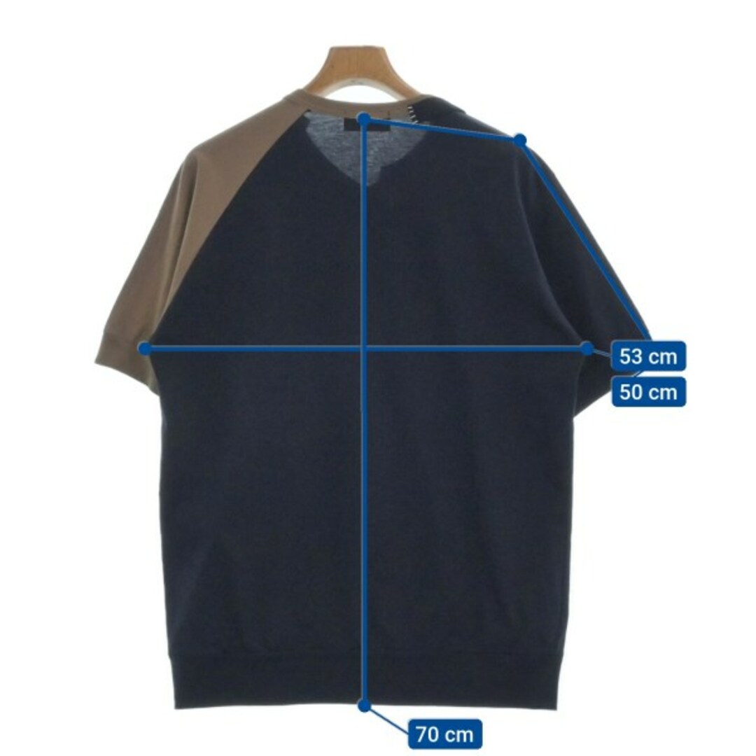 kolor(カラー)のkolor カラー Tシャツ・カットソー 3(L位) 紺x茶 【古着】【中古】 メンズのトップス(Tシャツ/カットソー(半袖/袖なし))の商品写真