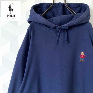 ポロラルフローレン(POLO RALPH LAUREN)の【ポロ ラルフローレン】XL ポロベアー 刺繍 スウェットパーカー ネイビー(パーカー)