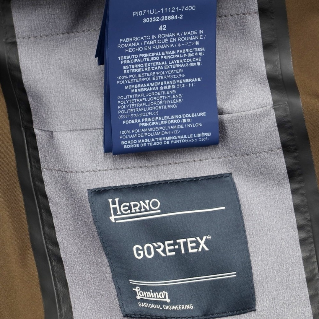 HERNO(ヘルノ)の【中古】ヘルノ Herno GORE-TEX ポリエステル ダブルブレスト ダウンコート オリーブブラウン系【サイズ42】【メンズ】 メンズのジャケット/アウター(ダウンジャケット)の商品写真