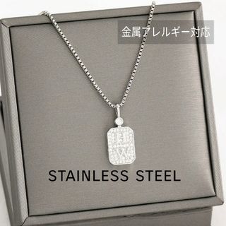 ●stainless●再入荷限定2点●ステンレスジルコンHWネックレス◇シルバー(ネックレス)