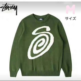 【モヘアブレンド、ボーダー◎】stussyニットセーター青黒ツートンM長袖