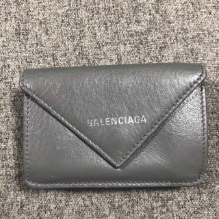 バレンシアガ(Balenciaga)のBALENCIAGA  グレー　バレンシアガ 三つ折り　ペーパーミニ(財布)