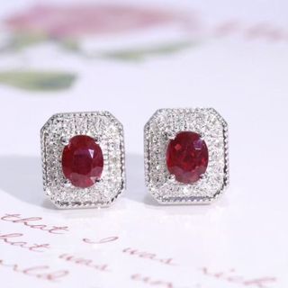 天然 ルビー ダイヤ ピアス0.60ct k18 fの通販 by Rui｜ラクマ