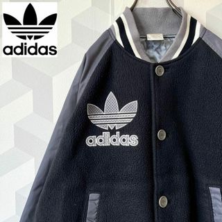 アディダス(adidas)の【レア】90s デサント期 アディダス 刺繍ロゴ ナイロン フリース ジャケット(ブルゾン)