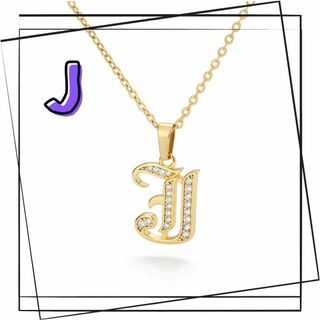 472【J】オールドイングリッシュイニシャル　ネックレス　ゴールド　ウィメンズ(ネックレス)