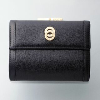 ブルガリ 二つ折り財布 レザー 黒×シルバー金具 イタリア製✨未使用級✨