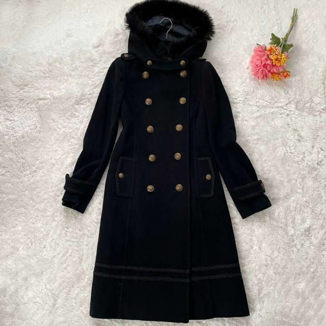 【美品】GRACE CONTINENTAL カシミヤ混 コート フォックスファー