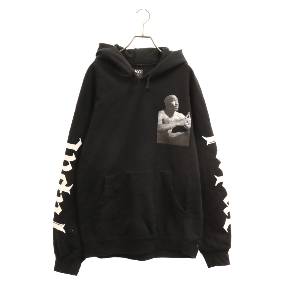 640センチ肩幅WACKO MARIA ワコマリア 22AW 2Pac Heavy Weight Hooded Sweat Shirt フロントフォトプリントプルオーバーパーカー フーディー ブラック