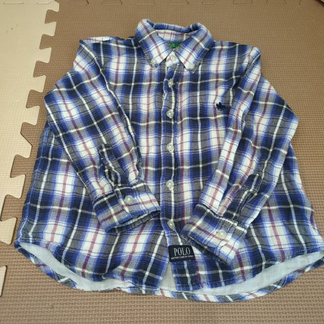 POLO　ガーゼ素材チェックシャツ100 キッズ/ベビー/マタニティのキッズ服男の子用(90cm~)(ブラウス)の商品写真