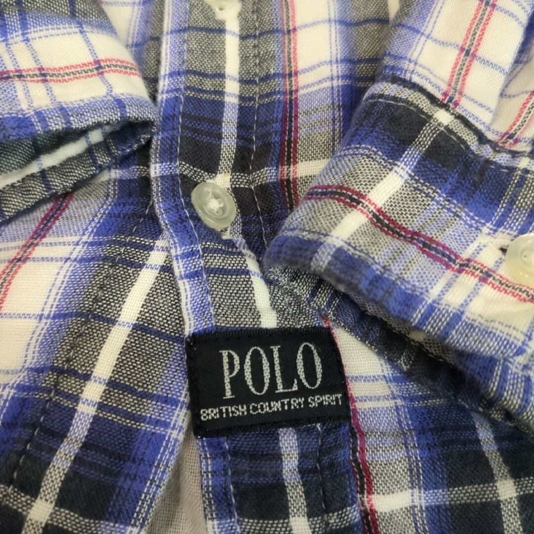 POLO　ガーゼ素材チェックシャツ100 キッズ/ベビー/マタニティのキッズ服男の子用(90cm~)(ブラウス)の商品写真