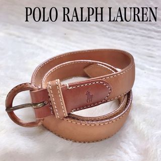 ポロラルフローレン(POLO RALPH LAUREN)の美品 POLO RALPH LAUREN オールレザー ロゴ ベルト ブラウン(ベルト)