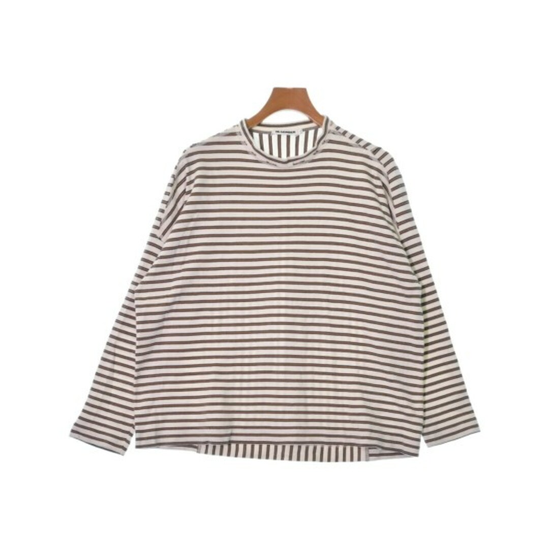 JIL SANDER Tシャツ・カットソー S 白x茶x黒(ボーダー)