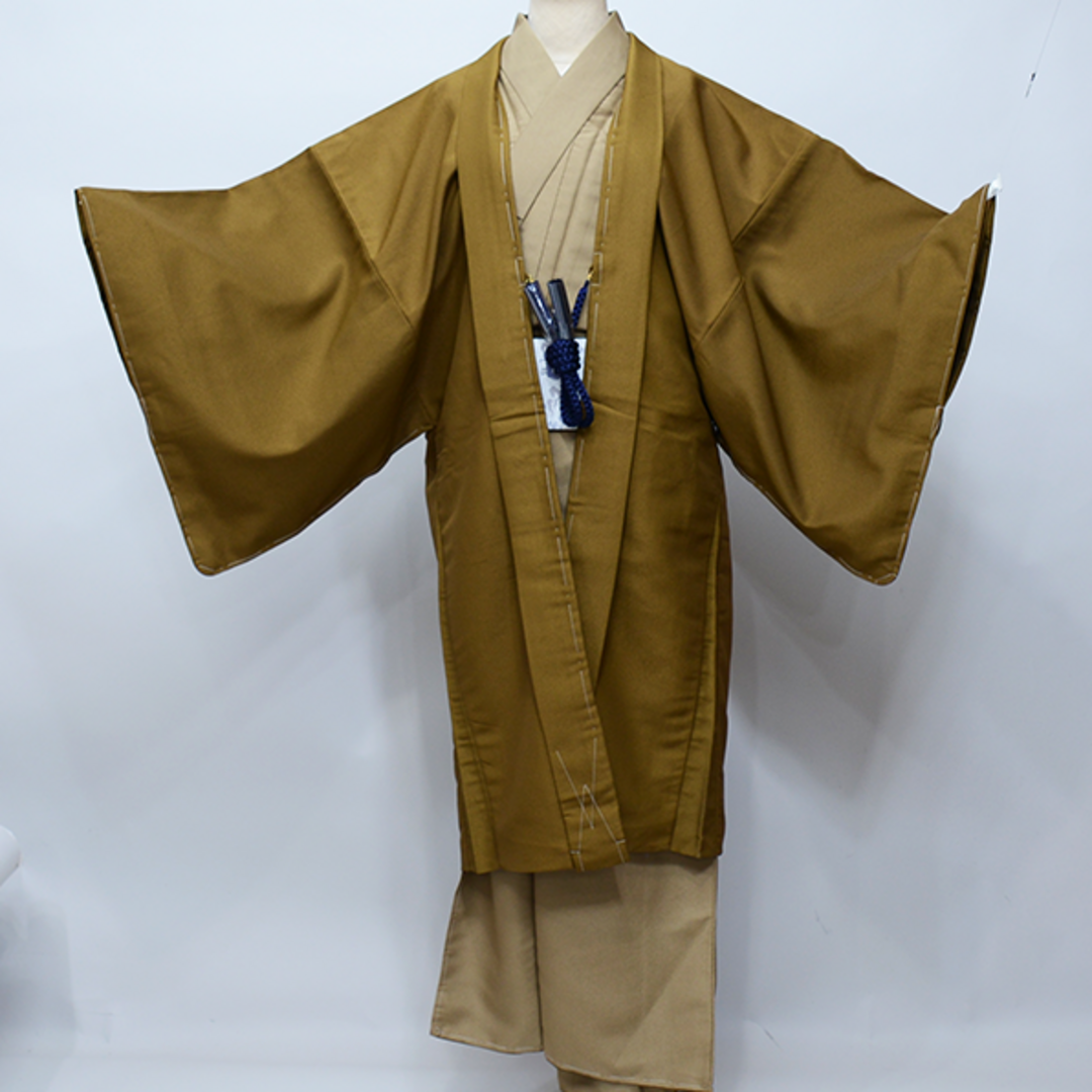羽織 着物 長襦袢 3点セット キャメル 男性用 紳士用 M NO39432の通販