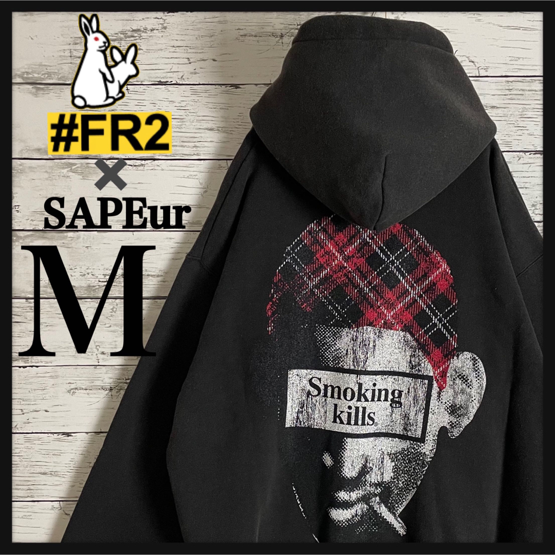 古着屋TR【限定コラボ】FR2×SAPEUR☆ビックロゴ ロッドマン 即完売 パーカー.