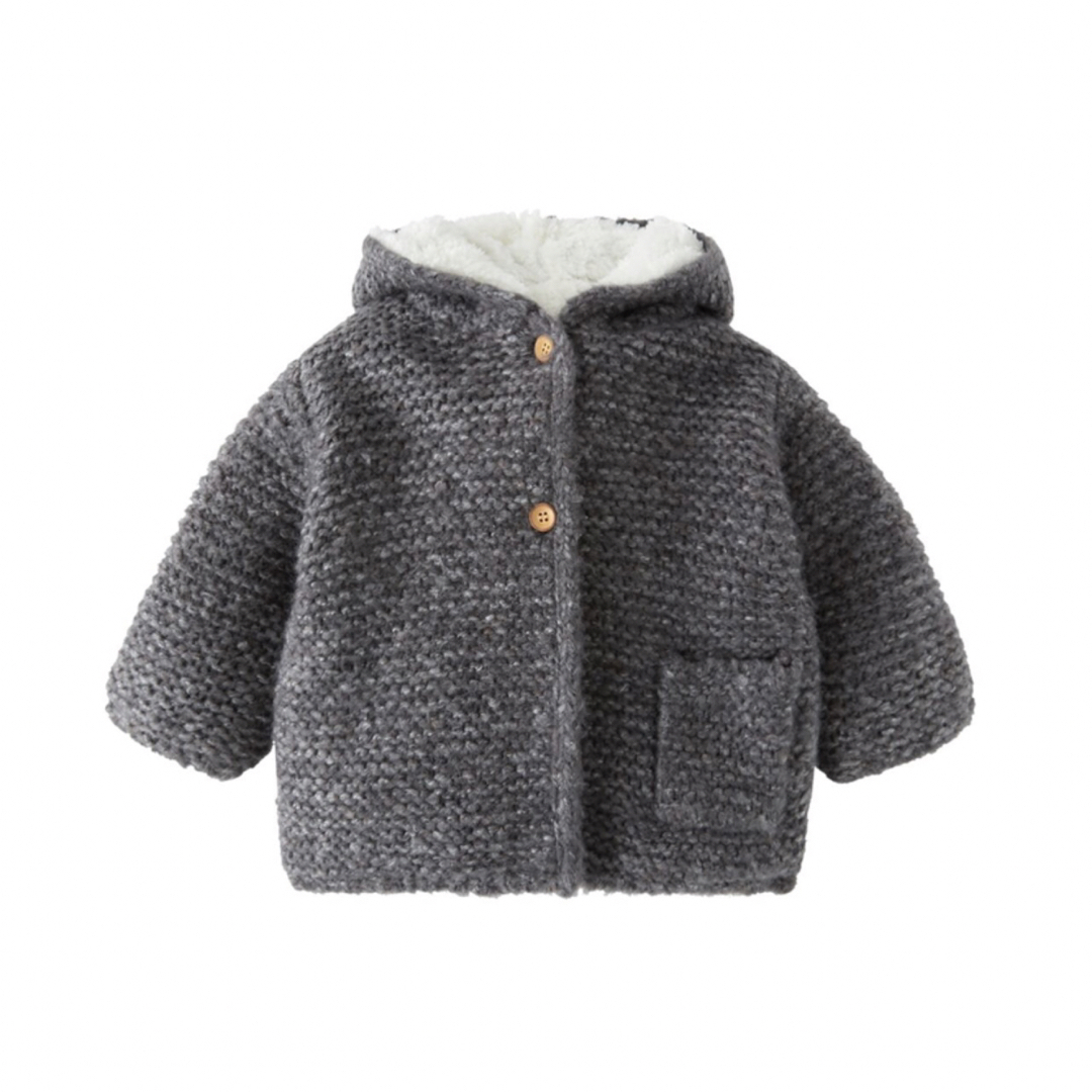 ZARA KIDS(ザラキッズ)のレングス ニットコート フェイクファーライナー キッズ/ベビー/マタニティのベビー服(~85cm)(ジャケット/コート)の商品写真