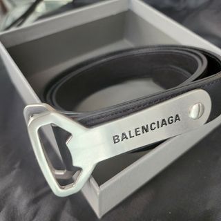 BALENCIAGA バレンシアガ 23SS FORCE BELT 7465742 ブラックレザー フォースベルト