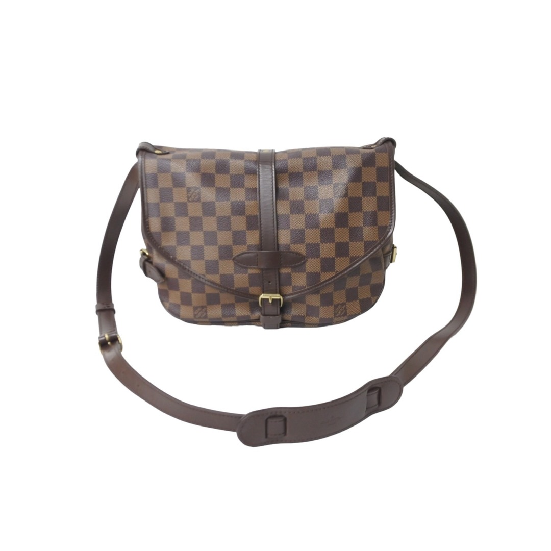 開閉式LOUIS VUITTON ルイヴィトン ショルダーバッグ ソミュール30 ダミエキャンバス N48081 ブラウン ゴールド金具 美品  56879