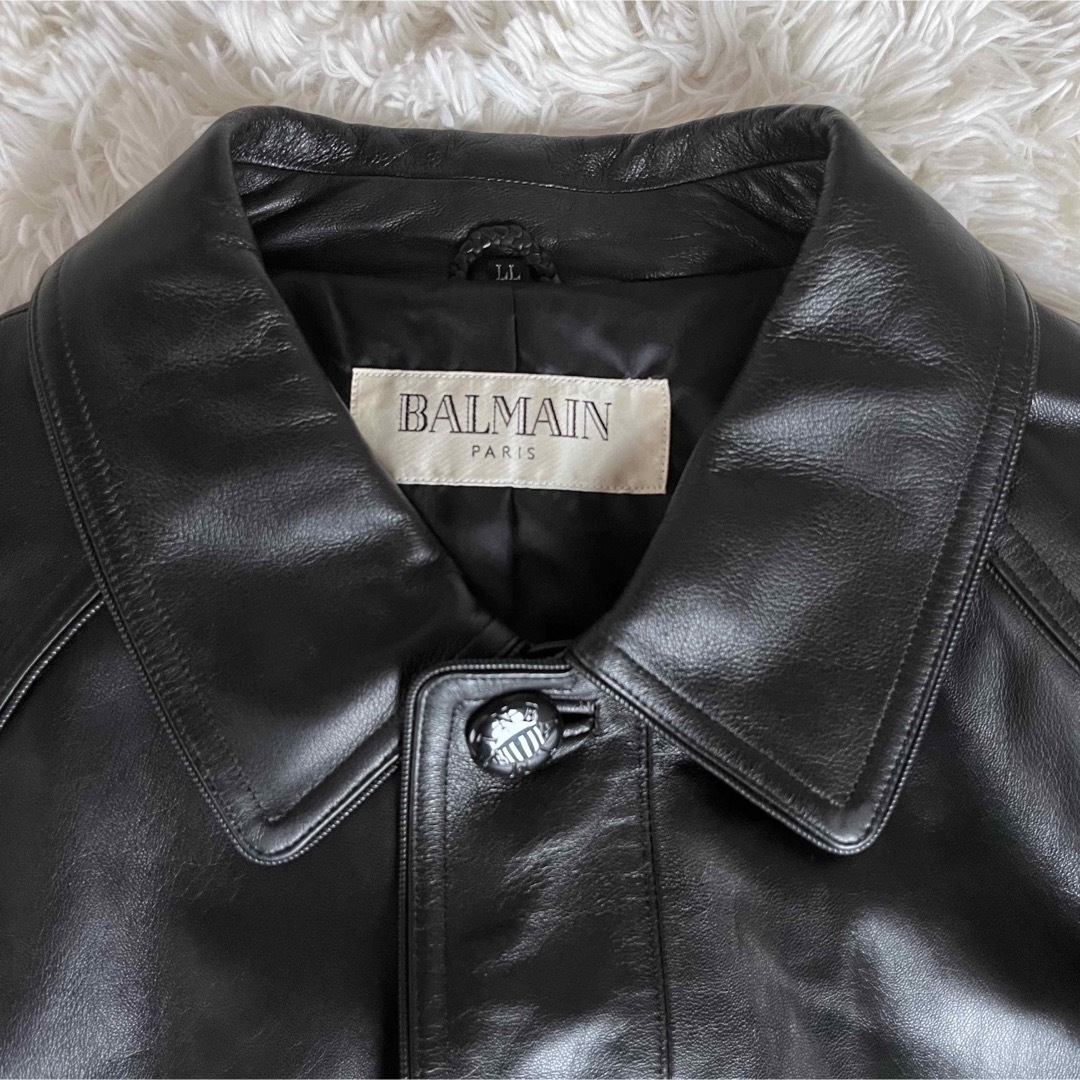 BALMAIN PARIS★羊革レザー ライダースジャケット ブルゾン 黒 M