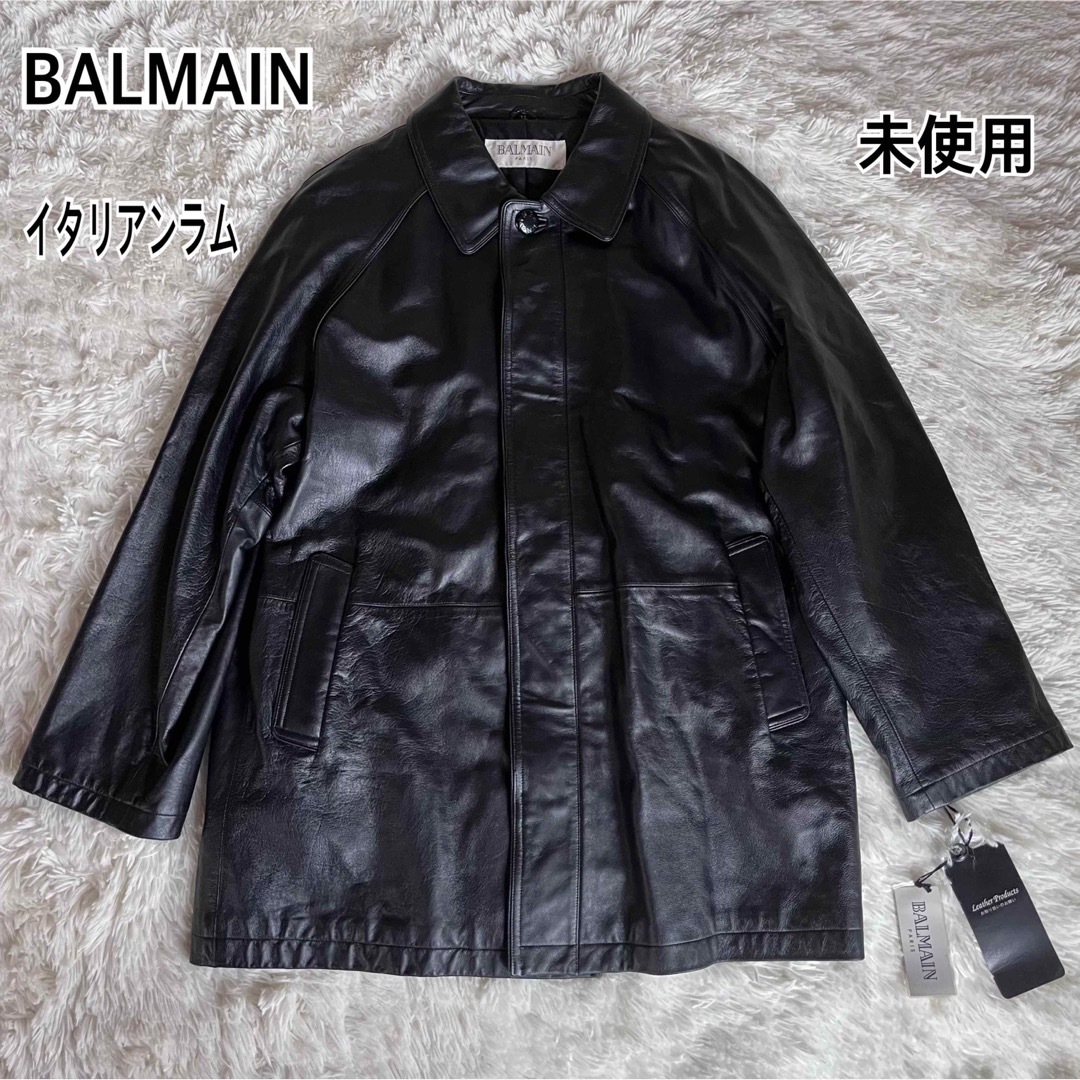 BALMAIN PARIS★羊革レザー ライダースジャケット ブルゾン 黒 M