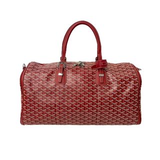 極美品 GOYARD ゴヤール クロワジュール50 ボストンバッグ ヘリンボーン PVC コーティングキャンバス レッド  56892