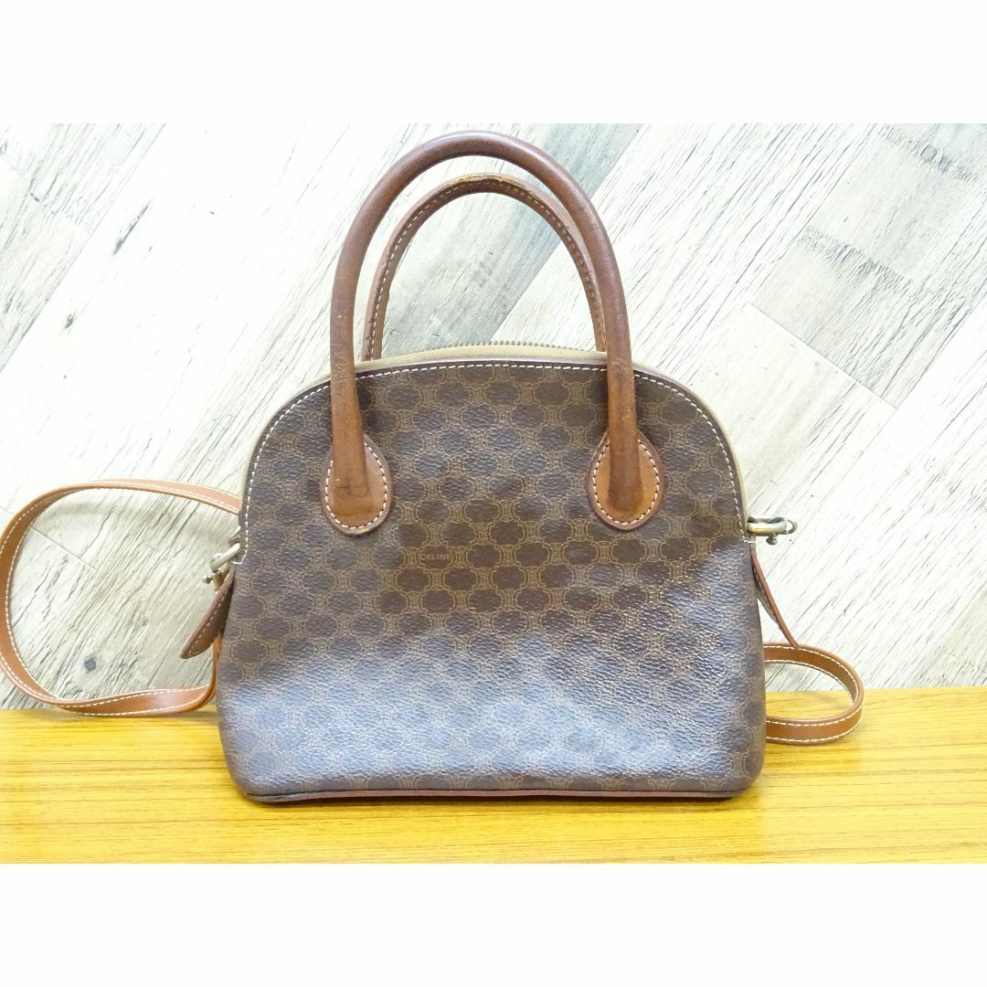 CELINE - M大009 / CELINE マカダム柄 ハンドバッグ 2way PVC レザー