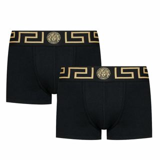 ヴェルサーチ(VERSACE)の送料無料 2 VERSACE ヴェルサーチ AU10181 A232741 ブラック アンダーウェア ボクサーパンツ 2枚セット size 3(ボクサーパンツ)