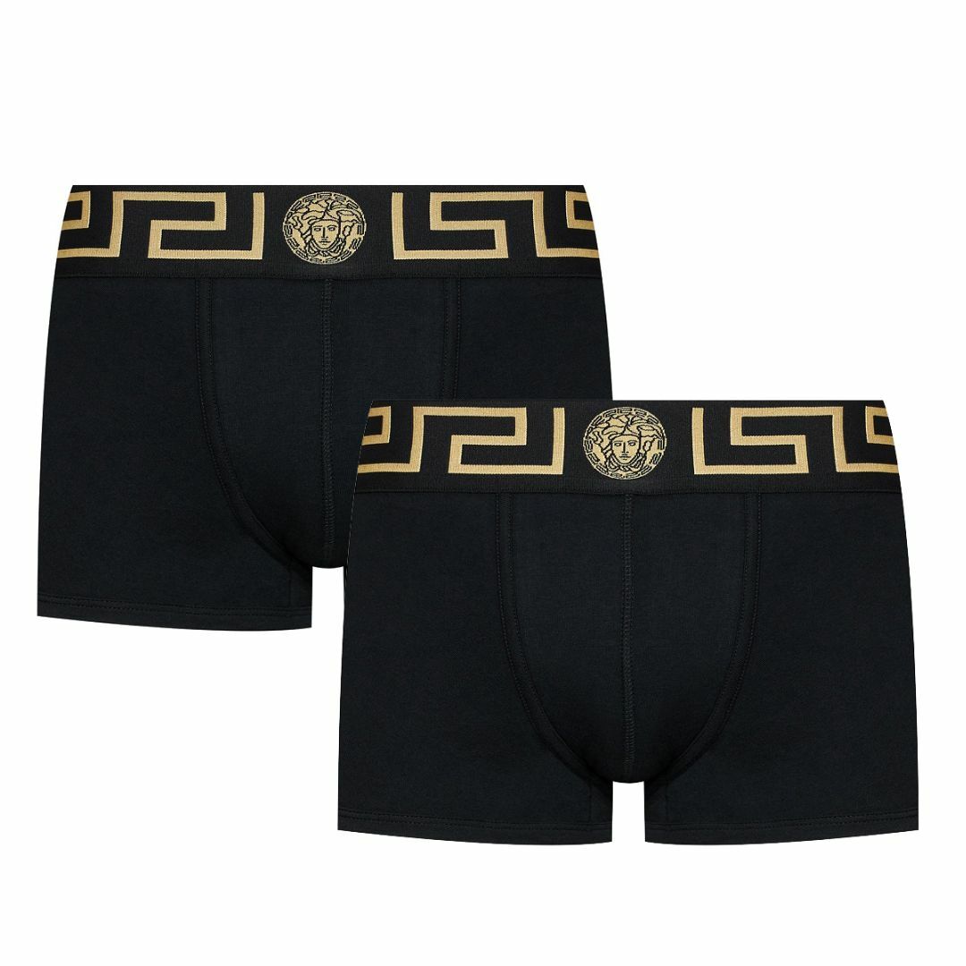 メンズ送料無料 2 VERSACE ヴェルサーチ AU10181 A232741 ブラック アンダーウェア ボクサーパンツ 2枚セット size 8