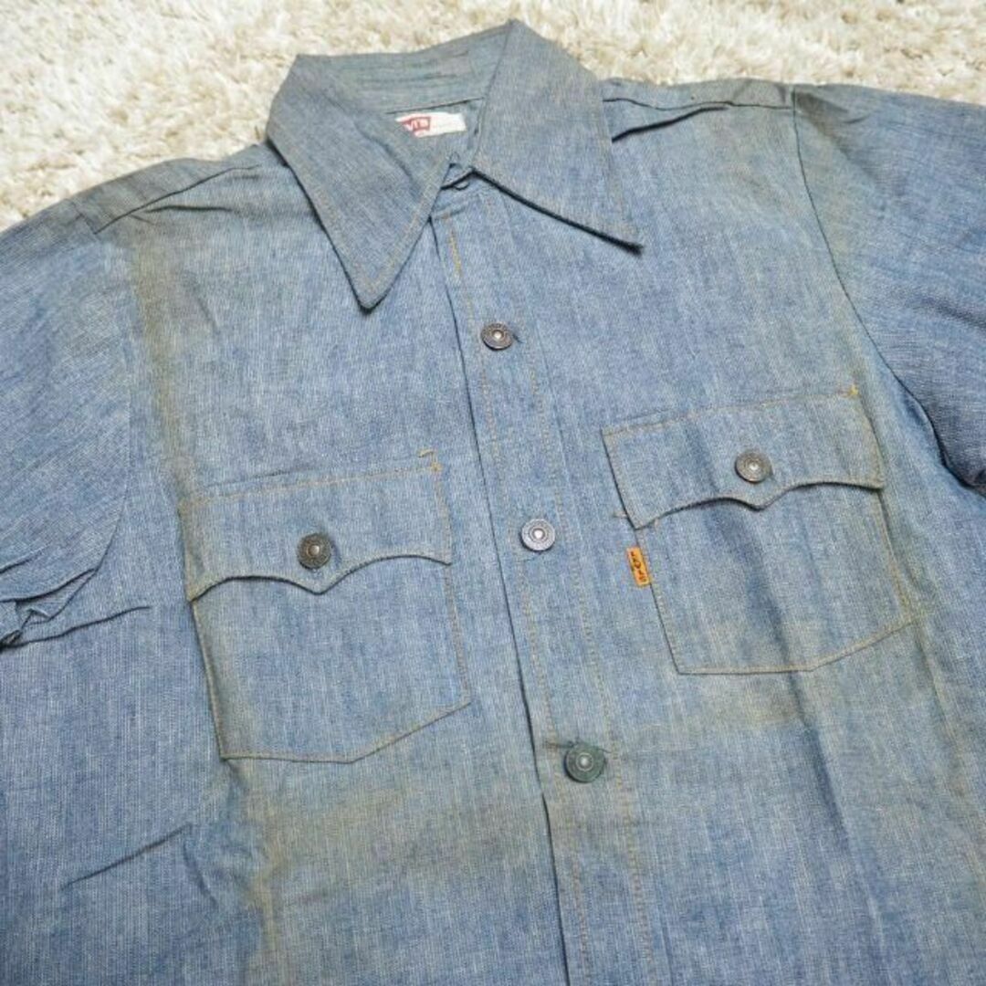 70s米国製リーバイスBIG E【デニム ワークシャツ シャンブレー】長期保管品