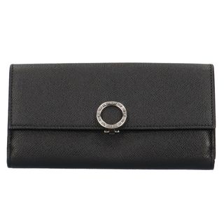 【極美品】BVLGARI 長財布 クラシコ グレインカーフ ブラック フラップ