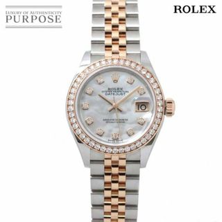 ロレックス(ROLEX)のロレックス ROLEX デイトジャスト コンビ 279381RBR ランダム番 ルーレット ダイヤベゼル 10P ダイヤ K18PG 自動巻き Datejust VLP 90212755(腕時計)