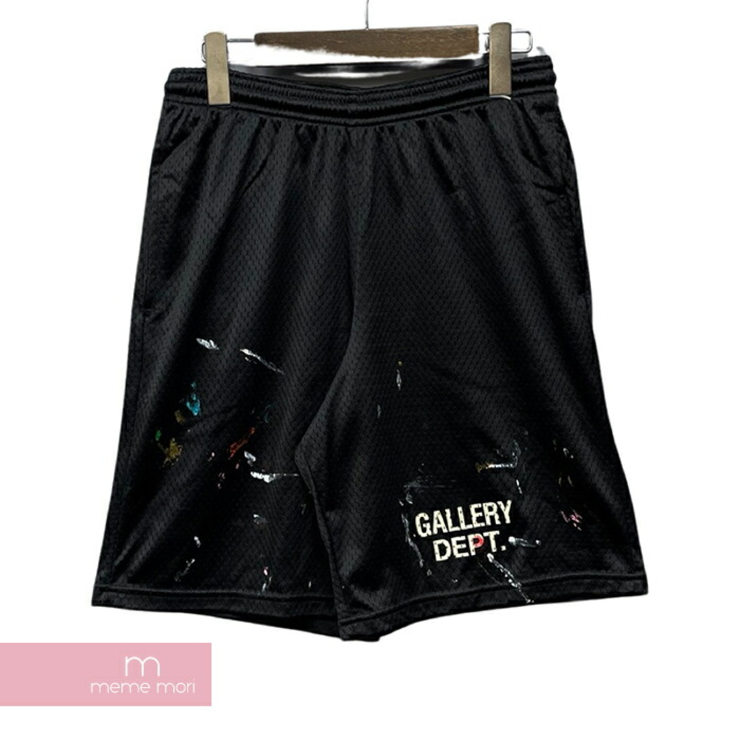 GALLERY DEPT. Studio Gym Short English Logo ギャラリーデプト イングリッシュロゴスタジオジムショーツ メッシュショートパンツ ハーフパンツ ペンキ加工 ブラック サイズS 【231111】【-B】【me04】